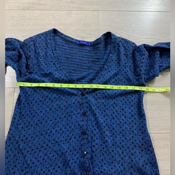 Cut Loose Blue Polka Dot Button-Up Thin Knit Cardigan Top - Picture 8 of 8